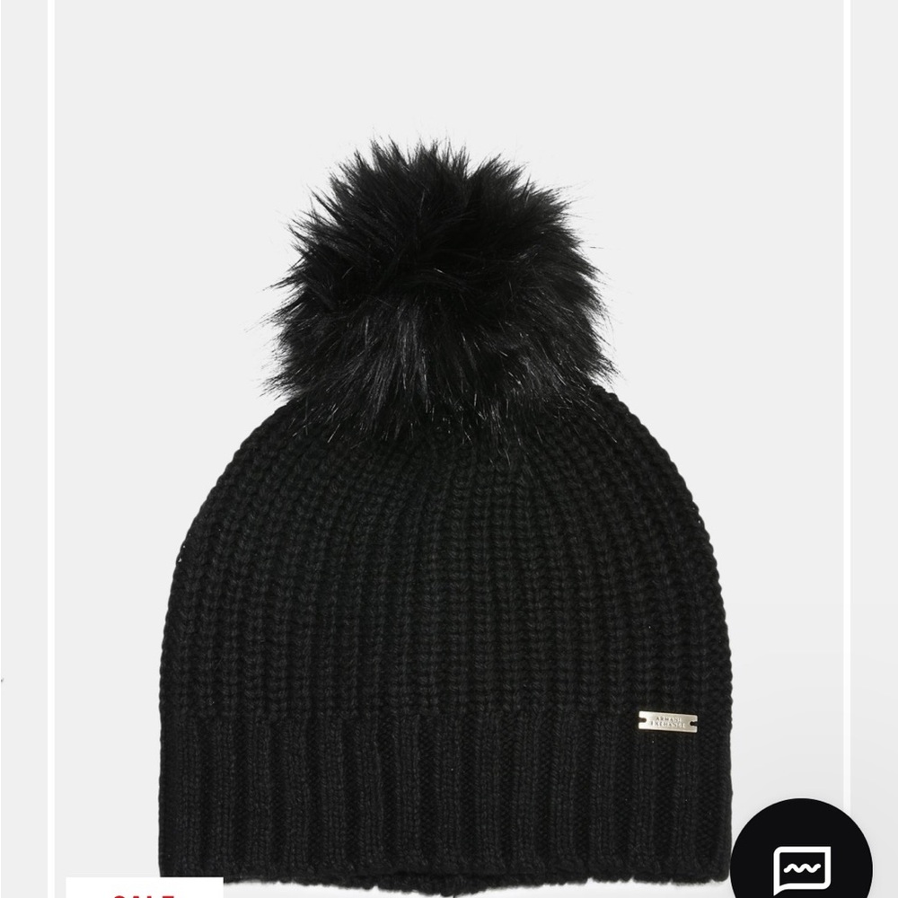 Armani Exchange pompom topped wool beanie